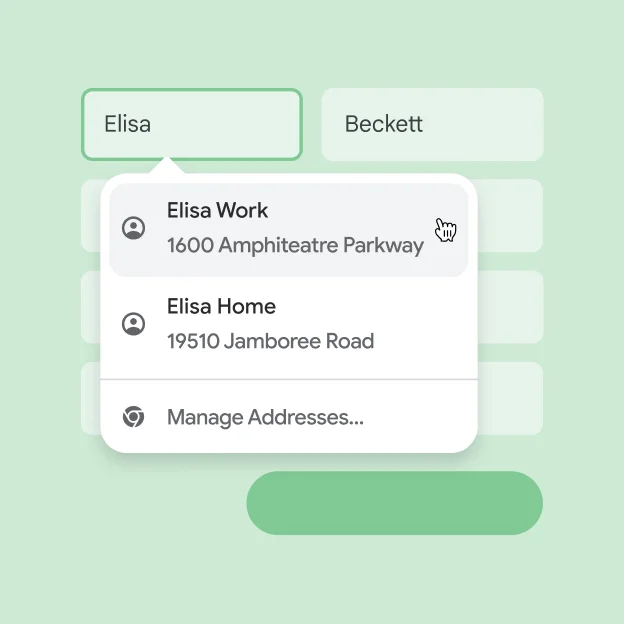 A user is able to instantly enter their name and address to a form using autofill.